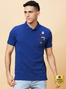 BEING HUMAN Solid Men Polo Neck Dark