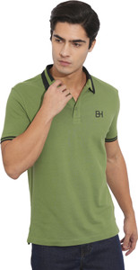 BEING HUMAN Solid Men Polo Neck Green