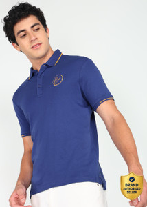BEING HUMAN Solid Men Polo Neck Blue