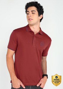 BEING HUMAN Solid Men Polo Neck Maroon