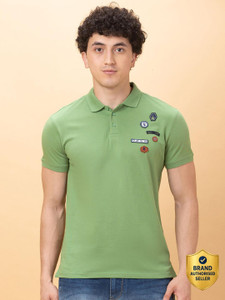 BEING HUMAN Solid Men Polo Neck Green