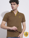 BEING HUMAN Solid Men Polo Neck Brown T-Shirt