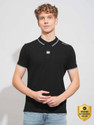 BEING HUMAN Self Design Men Polo Neck Black T-Shirt