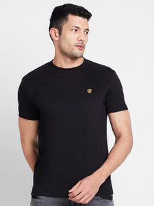 BEING HUMAN Solid Men Round Neck Black