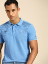 BEING HUMAN Striped Men Polo Neck Blue