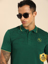 BEING HUMAN Striped Men Polo Neck Green