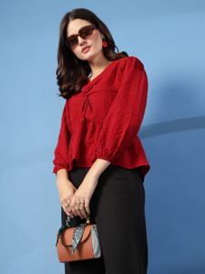 Being Naughty Casual Self Design Women Red