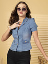 Being Naughty Casual Solid Women Blue Top