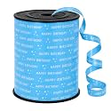BEISHIDA 250 Yards Light Blue Happy Birthday Printed Crimped Curling Ribbon Balloon String Roll Gift Wrapping Ribbon for Baby Girl Women Happy Birthday Party Decoration Supplies