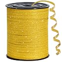 BEISHIDA Gold Glitter Ribbon - 500 Yards Curling Crimped, Shiny for Gift Wrapping, Birthday Party, Festival, Art Craft, Florist Flowers Decoration