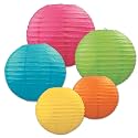 Beistle 5 Piece Assorted Colors Paper Lanterns For Birthday Party Decorations, Wedding Receptions, Cinco De Mayo Celebrations