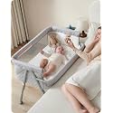 BEKA Bassinet Bedside Sleeper for Baby, 2 in 1 Baby Crib for Newborn, Bedside Bassinet with 4 Auto-Lock Wheels & Adjustable Height, Breathable Mesh Sides & Soft Mattress