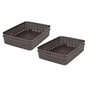 bel casa royal a4 tray - pack of 4 i desk amp drawer organizer file holder amp storage tray for home kitchen and office use - dark brown