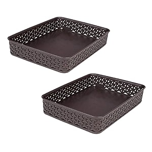 bel casa royal a4 tray - pack of 2 i desk amp drawer organizer file holder amp storage tray for home kitchen and office use - dark brown