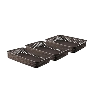 bel casa royal a4 tray - pack of 3 i desk amp drawer organizer file holder amp storage tray for home kitchen and office use - dark brown
