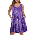 BELAROI Summer Dresses for Women Beach Tshirt Sundress V Neck Casual Swing Tank Dress Swimsuit Cover Ups Pockets