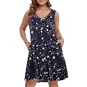 BELAROI Summer Dresses for Women Beach Tshirt Sundress V Neck Casual Swing Tank Dress Swimsuit Cover Ups Pockets