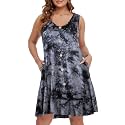 BELAROI Summer Dresses for Women Beach Tshirt Sundress V Neck Casual Swing Tank Dress Swimsuit Cover Ups Pockets