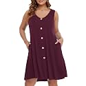 BELAROI Summer Dresses for Women Beach Tshirt Sundress V Neck Casual Swing Tank Dress Swimsuit Cover Ups Pockets