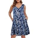 BELAROI Summer Dresses for Women Beach Tshirt Sundress V Neck Casual Swing Tank Dress Swimsuit Cover Ups Pockets