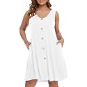 BELAROI Summer Dresses for Women Beach Tshirt Sundress V Neck Casual Swing Tank Dress Swimsuit Cover Ups Pockets