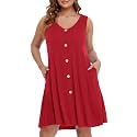 BELAROI Summer Dresses for Women Beach Tshirt Sundress V Neck Casual Swing Tank Dress Swimsuit Cover Ups Pockets