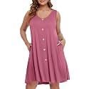 BELAROI Summer Dresses for Women Beach Tshirt Sundress V Neck Casual Swing Tank Dress Swimsuit Cover Ups Pockets