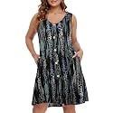 BELAROI Summer Dresses for Women Beach Tshirt Sundress V Neck Casual Swing Tank Dress Swimsuit Cover Ups Pockets