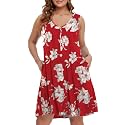 BELAROI Summer Dresses for Women Beach Tshirt Sundress V Neck Casual Swing Tank Dress Swimsuit Cover Ups Pockets