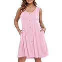BELAROI Summer Dresses for Women Beach Tshirt Sundress V Neck Casual Swing Tank Dress Swimsuit Cover Ups Pockets