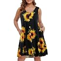 BELAROI Summer Dresses for Women Beach Tshirt Sundress V Neck Casual Swing Tank Dress Swimsuit Cover Ups Pockets
