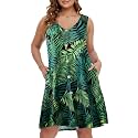 BELAROI Summer Dresses for Women Beach Tshirt Sundress V Neck Casual Swing Tank Dress Swimsuit Cover Ups Pockets