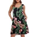 BELAROI Summer Dresses for Women Beach Tshirt Sundress V Neck Casual Swing Tank Dress Swimsuit Cover Ups Pockets