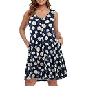 BELAROI Summer Dresses for Women Beach Tshirt Sundress V Neck Casual Swing Tank Dress Swimsuit Cover Ups Pockets