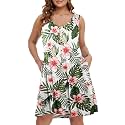 BELAROI Summer Dresses for Women Beach Tshirt Sundress V Neck Casual Swing Tank Dress Swimsuit Cover Ups Pockets