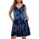 BELAROI Summer Dresses for Women Beach Tshirt Sundress V Neck Casual Swing Tank Dress Swimsuit Cover Ups Pockets