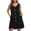 BELAROI Summer Dresses for Women Beach Tshirt Sundress V Neck Casual Swing Tank Dress Swimsuit Cover Ups Pockets