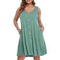 BELAROI Summer Dresses for Women Beach Tshirt Sundress V Neck Casual Swing Tank Dress Swimsuit Cover Ups Pockets