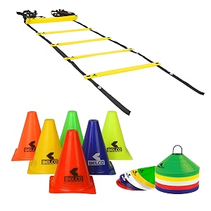belco sports 6 inch cones pack 610 space markers and 6 meter ladder agility combos