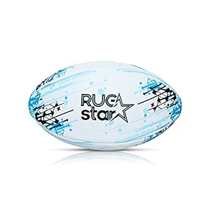 belco sports rugstar blue 3ply synthetic rubber top grade rugby ball size 5