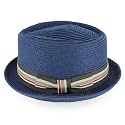 Belfry Men/Women Summer Straw Pork Pie Trilby Fedora Hat in Blue, Tan, Black
