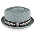 Belfry Men/Women Summer Straw Pork Pie Trilby Fedora Hat in Blue, Tan, Black