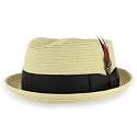 Belfry Men/Women Summer Straw Pork Pie Trilby Fedora Hat in Blue, Tan, Black