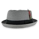 Belfry Men/Women Summer Straw Pork Pie Trilby Fedora Hat in Blue, Tan, Black