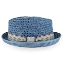 Belfry Men Women Summer Straw Porkpie Vented Trilby Fedora Hat in Blue Tan Black Brown Burgundy