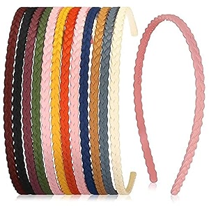 belicia 6 pieces pigtail thin headbands plastic braid head hair bands assorted skinny teen headbands colored girls with teeth for teens kids