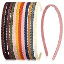Belicia 6 Pieces Pigtail Thin Headbands Plastic Braid Head Hair Bands Assorted Skinny Teen Headbands Colored Girls with Teeth for Teens Kids