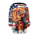 Belidome 4th of July Breastfeeding Cover American Flag Patriotic Nursing Cover Up Sausage Dog Baby Carseat Canopy