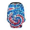 Belidome 4th of July Breastfeeding Cover Patriotic Red White and Blue Nursing Cover Up for Breastfeeding Breathable Infants Stroller Canopy