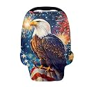 Belidome 4th of July Nursing Cover Up for Breastfeeding American Flag Nursing Shawls Patriotic Eagle Print Baby Boys Car Seat Covers